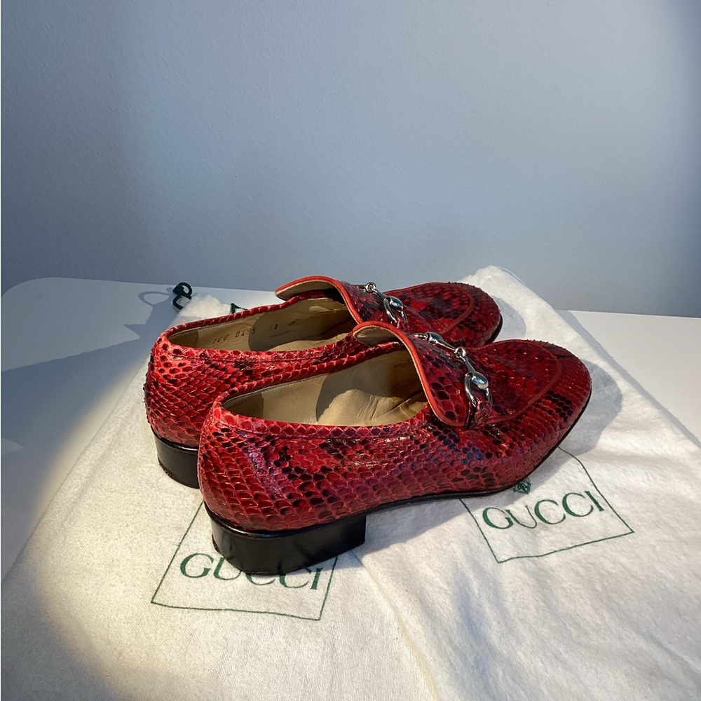 Women’s Gucci Vintage Red Python Leather Horsebit… - image 2
